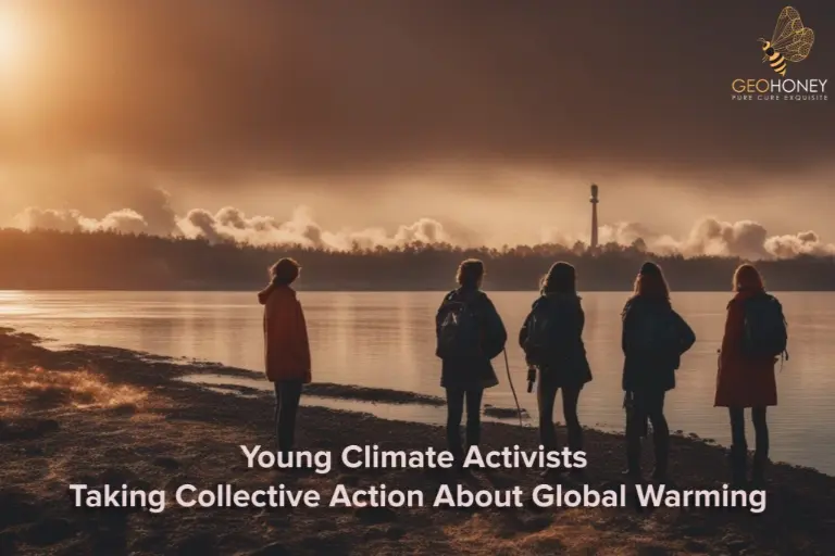 Young climate activists taking collective action to raise awareness about global warming and cut greenhouse gas emissions.
